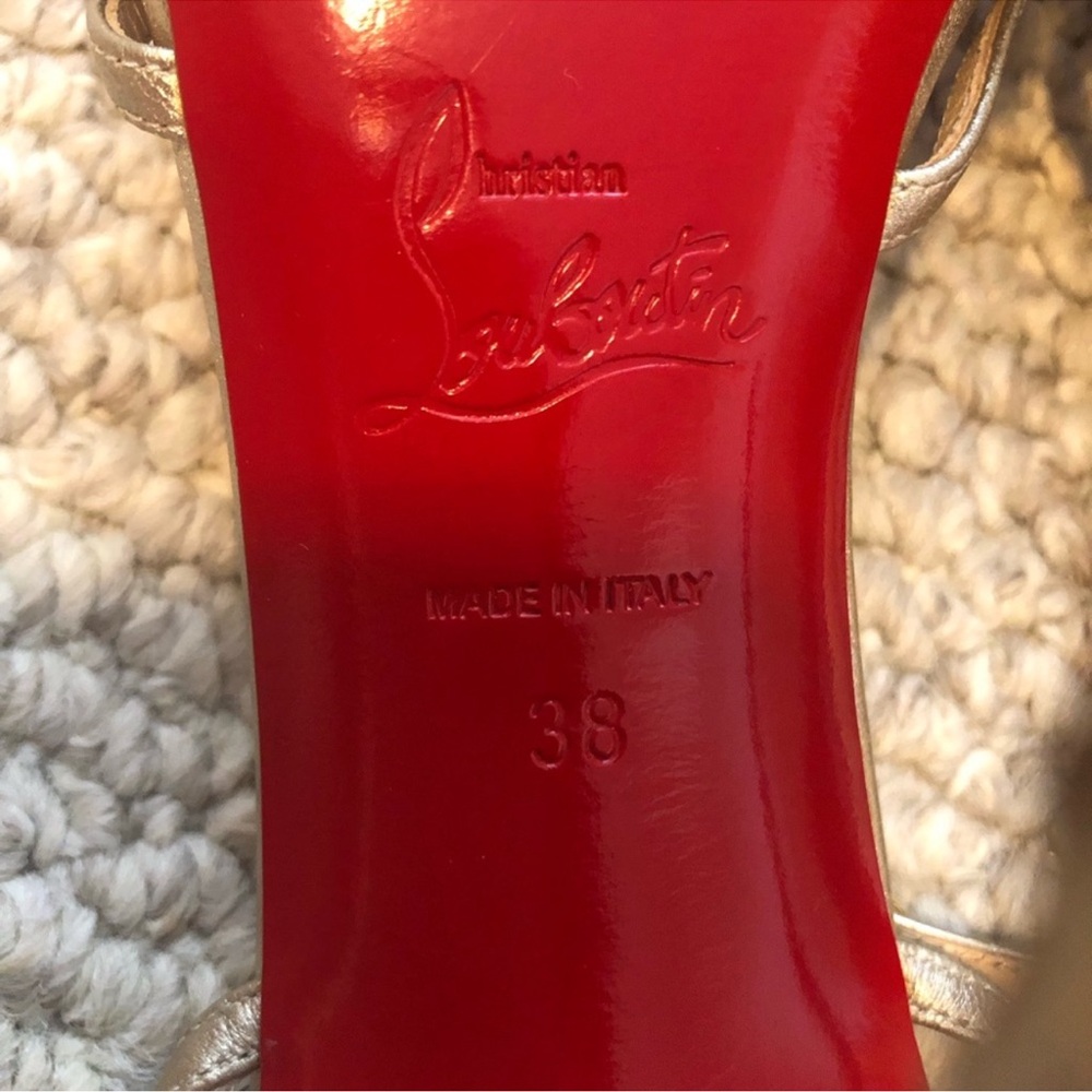 Christian Louboutin Gold Strappy Sandals Size 38 - Picture 9 of 9